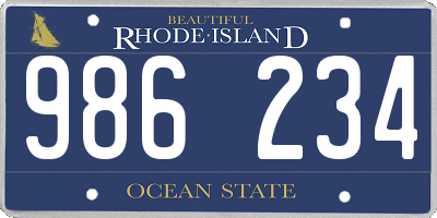 RI license plate 986234