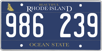 RI license plate 986239