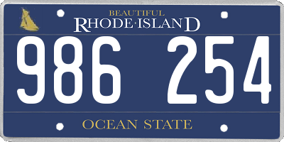 RI license plate 986254