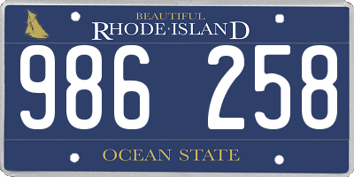 RI license plate 986258