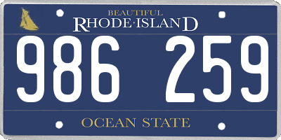 RI license plate 986259