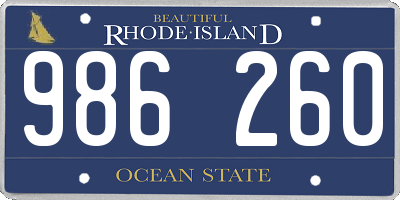 RI license plate 986260