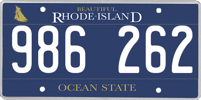RI license plate 986262