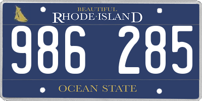 RI license plate 986285