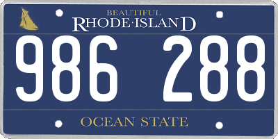 RI license plate 986288