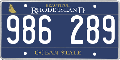 RI license plate 986289