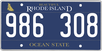 RI license plate 986308