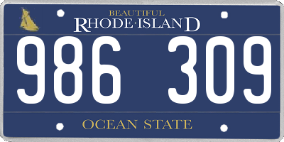RI license plate 986309