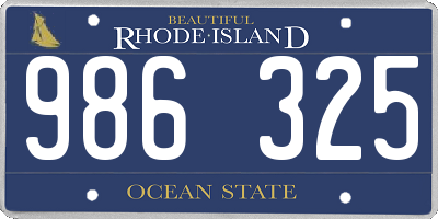 RI license plate 986325