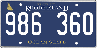 RI license plate 986360