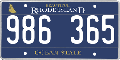 RI license plate 986365