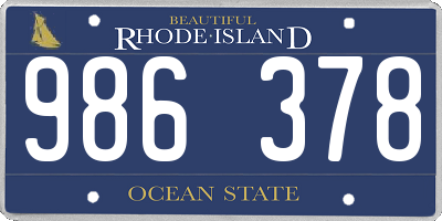 RI license plate 986378