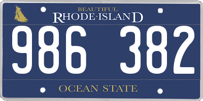 RI license plate 986382