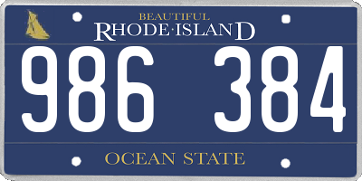 RI license plate 986384