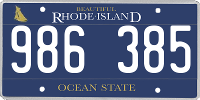 RI license plate 986385