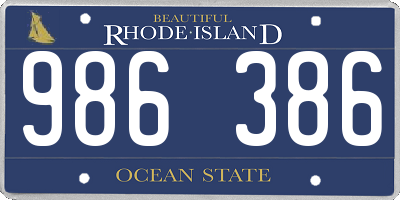 RI license plate 986386