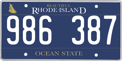 RI license plate 986387