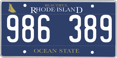 RI license plate 986389