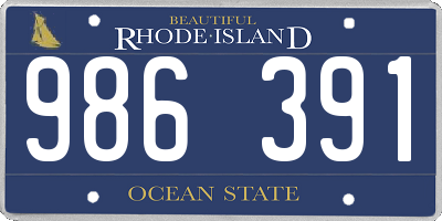 RI license plate 986391