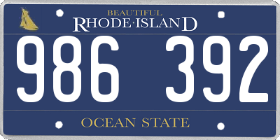 RI license plate 986392