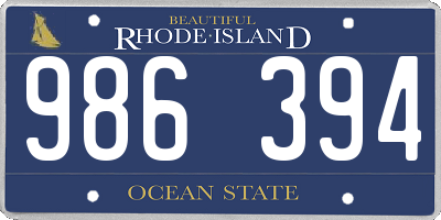 RI license plate 986394