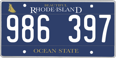 RI license plate 986397
