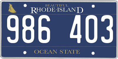 RI license plate 986403