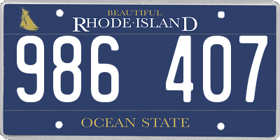 RI license plate 986407