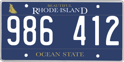 RI license plate 986412