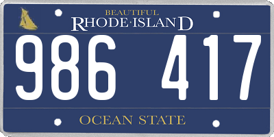 RI license plate 986417