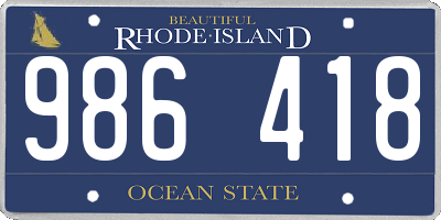 RI license plate 986418