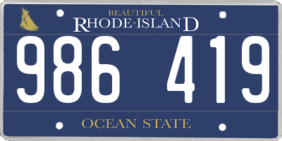 RI license plate 986419