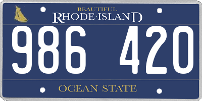 RI license plate 986420