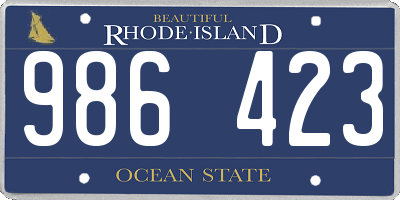 RI license plate 986423