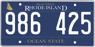 RI license plate 986425