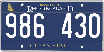 RI license plate 986430