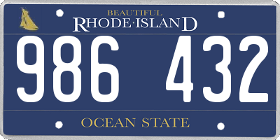 RI license plate 986432