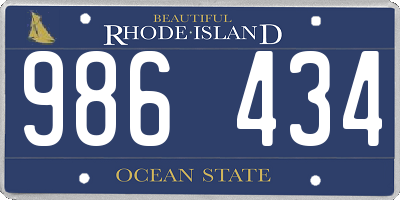 RI license plate 986434