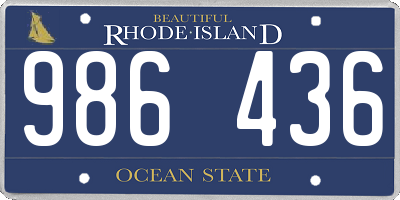 RI license plate 986436