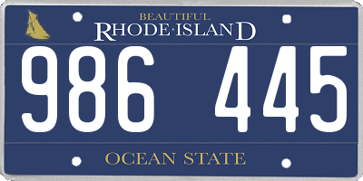 RI license plate 986445