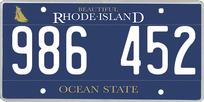 RI license plate 986452