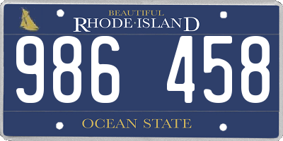 RI license plate 986458