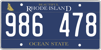 RI license plate 986478