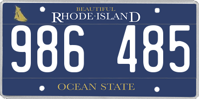 RI license plate 986485