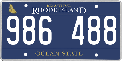 RI license plate 986488