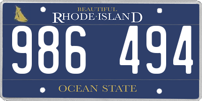 RI license plate 986494