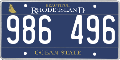 RI license plate 986496