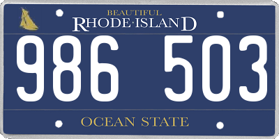 RI license plate 986503