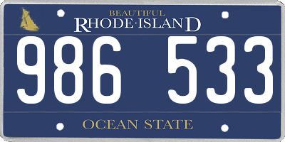 RI license plate 986533