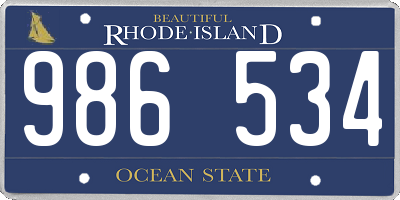 RI license plate 986534